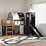 Vidaxl Bunk Bed With Slide And Curtains White And Black 90x190 Cm