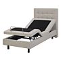 Electric Bed Beige Eu Single 2ft6 Remote Control Adjustable Linen