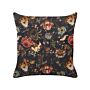 Decorative Cushion Multicolour Cotton 45 X 45 Cm Velvet Flower Motif Modern Glamour Decor