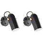 Set Of 2 Wall Lamps Black Metal 17 Cm Spotlight Shade Adjustable