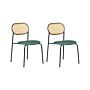 Set Of 2 Dining Chairs Black Metal Frame Green Fabric Seat Viennese Braid Backrest Retro Seating Beliani