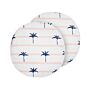 Set Of 2 Garden Cushions White Polyester Palm Pattern ⌀ 40 Cm Round Modern Outdoor Patio Water Resistant