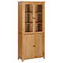 Vidaxl Bookcase With 4 Doors 80x35x180 Cm Solid Oak Wood And Glass