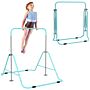 Homcom Kids Gymnastics Bar W/ Adjustable Height, Foldable Horizontal Bars, Green