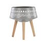 Plant Stand Light Grey Magnesium Round 42 X 42 X 26 Cm Solid Wood Base Modern Boho Tall Plant Pot Planter