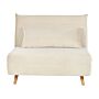 Small Sofa Bed Cream Velvet Fabric Wooden Legs 1 Seater Fold-out Sleeper Armless With Cushion