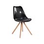 Dining Chairs Black Faux Leather Seat Sleek Wooden Legs