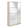 Shoes Shoe Cabinet W. 4 Tilting Doors And 2 Layers + 1 Mirror Door Oak Structure