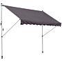 Outsunny Balcony 3 X 1.5m Manual Adjustable Awning Diy Patio Clamp Awning Canopy Retractable Shade Shelter - Grey