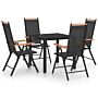 Vidaxl 5 Piece Garden Dining Set Aluminium Black