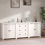 Vidaxl Sideboard White 210x35x80 Cm Solid Wood Pine