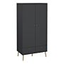 Cumbria Wardrobe With 2 Doors + 2 Drawers Dark Grey