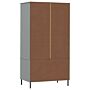 Vidaxl Wardrobe With Metal Legs Grey 90x55x172.5 Cm Solid Wood Oslo