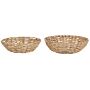 Set Of 2 Decorative Bowls Light Water Hyacintl Round Woven