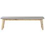 Outdoor Garden Bench Fibre Cement Top Grey Wooden Base 2 People Capacity Modern Patio Furniture