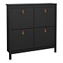 Barcelona Shoe Cabinet 4 Compartments In Matt Black