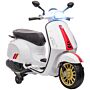 Aiyaplay 12v Vespa Licensed Kids Electric Motorbike W/ Music, Headlights, Fm Radio, For 3-6 Years - White