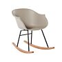 Rocking Chair Beige Synthetic Material Metal Legs Shell Seat Solid Wood Skates