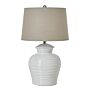 White Ceramic Pot Lamp With Linen Shade