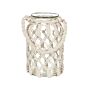 Lantern Off-white Glass 31x20cm Macrame Rope Handle Jar Single Candle