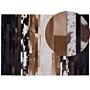 Area Rug Black And Beige Leather 160 X 230 Cm Rectangular Patchwork Handcrafted