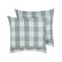 Set Of 2 Scatter Cushions Mint Green Fabric 45 X 45 Cm Checked Pattern Cottage Style Textile