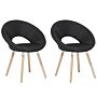 Set Of 2 Dining Chairs Black Fabric Upholstery Light Wood Legs Modern Eclectic Style