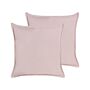 Set Of 2 Decorative Scatter Cushions Pink Velvet 60 X 60 Cm Polyester Cotton Plain Solid Colour