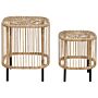 Set Of 2 Rattan Garden Coffee Tables Natural Rattan Powder Coated Uv Weather Stain Resistant Handmade Living Room Terrace Patio