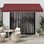 Vidaxl Manual Retractable Awning With Leds Burgundy 350x250 Cm