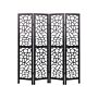 Room Divider Black Paulownia Wood Mdf 4 Panels Folding Decorative Screen Partition