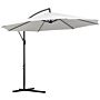 Outsunny 3(m) Garden Banana Parasol Hanging Cantilever Umbrella With Crank Handle, 8 Ribs And Cross Base, Sun Shade, Cream White