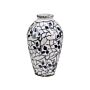 Flower Vase White And Blue Stoneware 20 Cm Floral Pattern Modern Design Indoor Pot