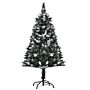 Homcom 4ft Artificial Snow Dipped Christmas Tree Xmas Pencil Tree Holiday Home Indoor Decoration With Foldable Feet White Berries Dark Green