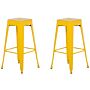 Set Of 2 Bar Stools White Steel 76 Cm Stackable Counter Height