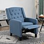 Homcom Wingback Recliner Chair For Home Theater, Button Tufted Microfibre Cloth Reclining Armchair With Leg Rest, Deep Blue