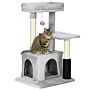 Pawhut Cat Tree Tower Climbing Activity Center Kitten Furniture With Sisal Post Scratching Massage Toy 48 X 48 X 80cm Light Grey