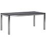 Garden Dining Table Grey And Silver Granite Table Top Stainless Steel Legs Outdoor Resistances 6 Seater 180 X 90 X 74 Cm