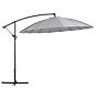 Garden Sun Parasol Grey Fabric Steel 235 Cm Crank Weather Resistant