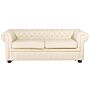 Chesterfield Sofa Beige Genuine Leather 3 Seater