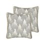 Set Of 2 Scatter Cushions Grey 45 X 45 Cm Christmas Tree Pattern Cotton Removable Covers