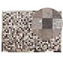 Area Rug Brown And Grey Cowhide Leather 140 X 200 Cm Patchwork Pattern