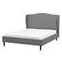 Bed Frame Grey Fabric Upholstery Eu Double Size