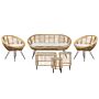 4 Seater Sofa Set With Coffee Tables Natural Rattan Light Beige Cotton Cushion Medium Resistance