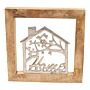 Wall Hanging Silver House In Wooden Frame 30cm