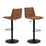 Kimmy Bar Stool With Brown Fabric In Set Of 2