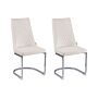 Set Of 2 Dining Chairs Off-white Velvet Armless High Back Cantilever Chair