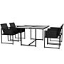 Outsunny 5 Piece Garden Dining Set With Breathable Mesh Seat, Adjustable Backrest, Tempered Glass Table Top, Black