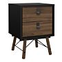 Ry Bedside Cabinet 2 Drawer In Matt Black Walnut