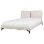 Eu King Size Panel Bed Beige Chenille 5ft3 Slatted Base With Padded Headboard